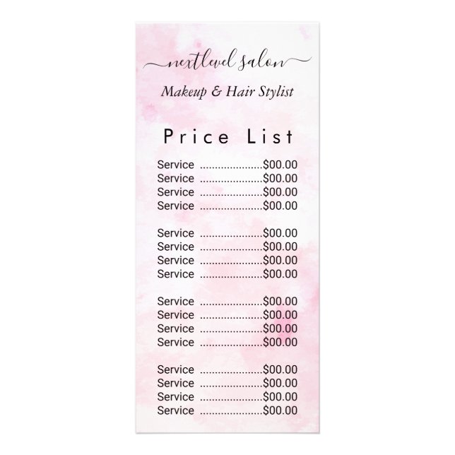 Carte Publicitaire Salon de beauté aquarelle rose (Devant)