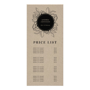 Carte Publicitaire Salon de beauté Maquillage de cheveux Liste de pri