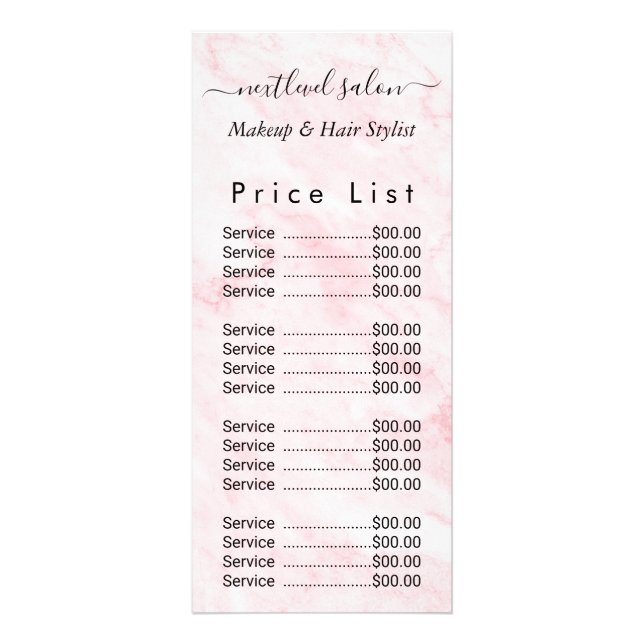 Carte Publicitaire Salon de beauté Pink Marble (Devant)