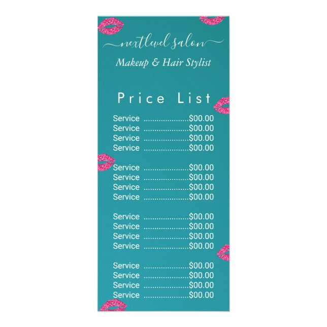 Carte Publicitaire Salon de beauté Teal Green Lips (Devant)