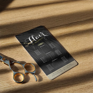 Carte Publicitaire Salon de maquillage de cheveux Tarifs Ciseaux noir