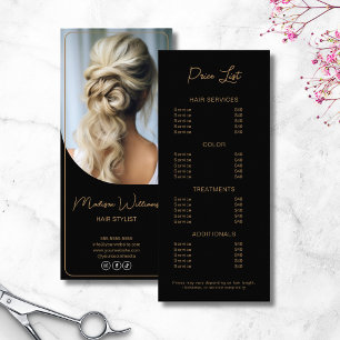 Carte Publicitaire Salon moderne Liste de cheveux Black Gold Prix