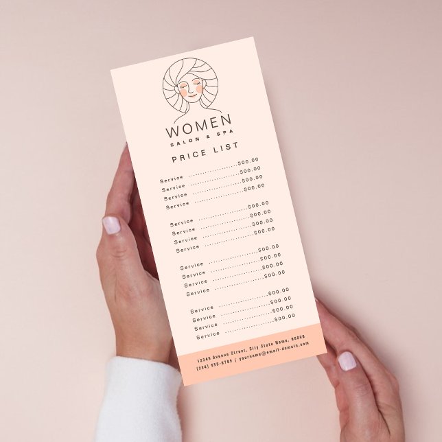 Carte Publicitaire Salon rose vif féminin et service de tarif Spa (Créateur téléchargé)