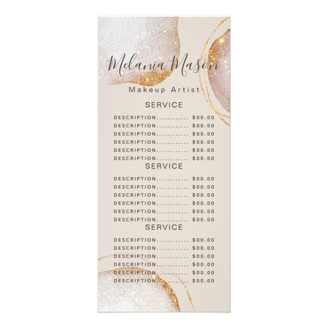 Carte Publicitaire Service de salon de paillettes dorées abstraites a (Devant)