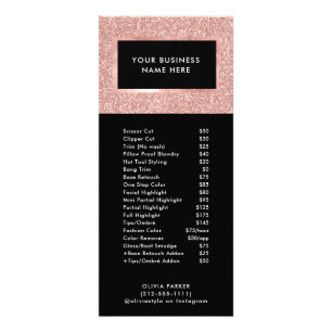Carte Publicitaire Service rose de listes des prix de salon des