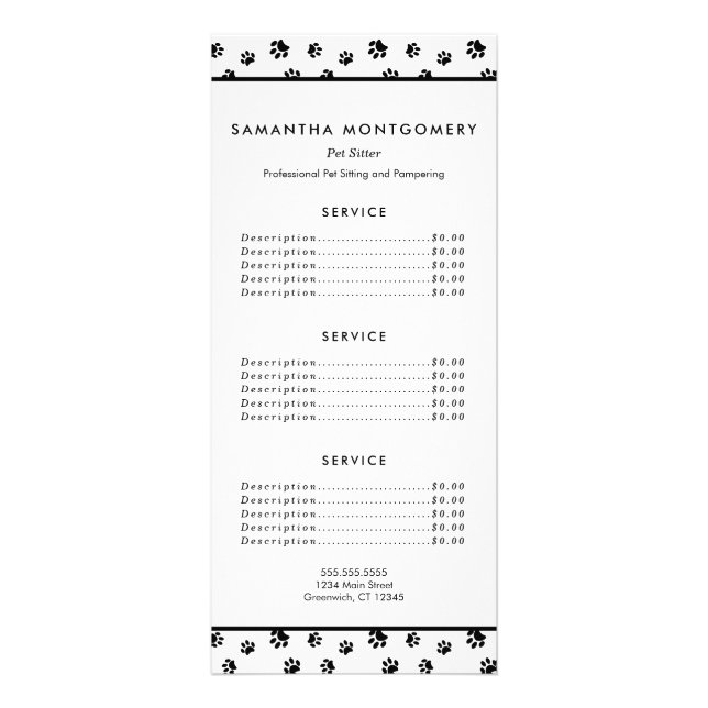 Carte Publicitaire Services de gardiennage d'animaux professionnels E (Devant)