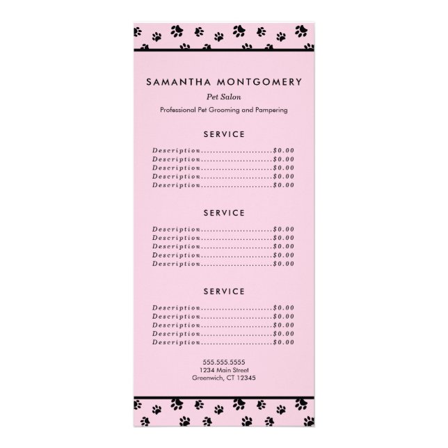 Carte Publicitaire Services de gardiennage d'animaux professionnels P (Devant)