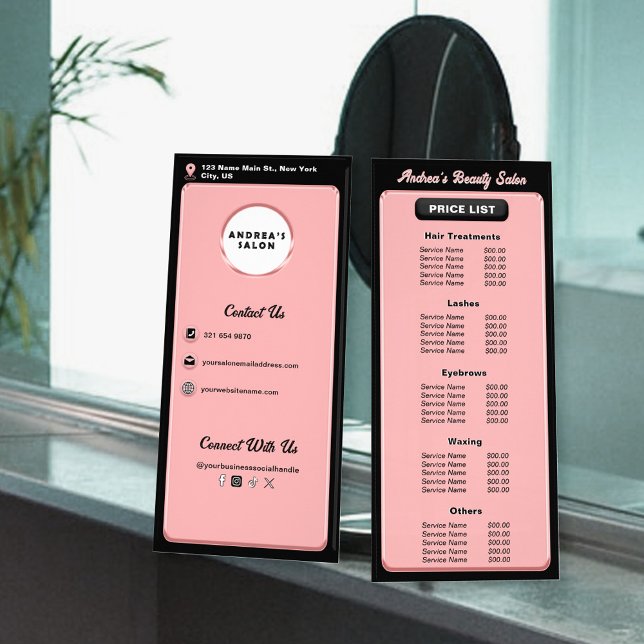 Carte Publicitaire Services de Logo de Salon Rose Pâle Moderne pour P (Créateur téléchargé)