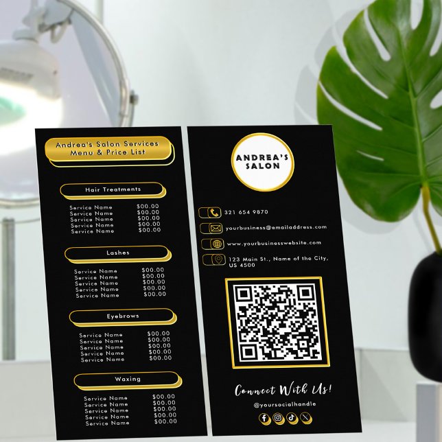 Carte Publicitaire Services de Salon Modernes Professionnels Noir et  (Créateur téléchargé)
