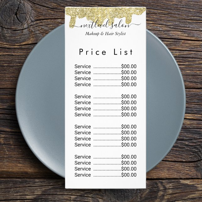 Carte Publicitaire Signature holographique Moderne Glam Paillettes do (Holographic Signature Modern Glam Gold Glitter Rack Card
)