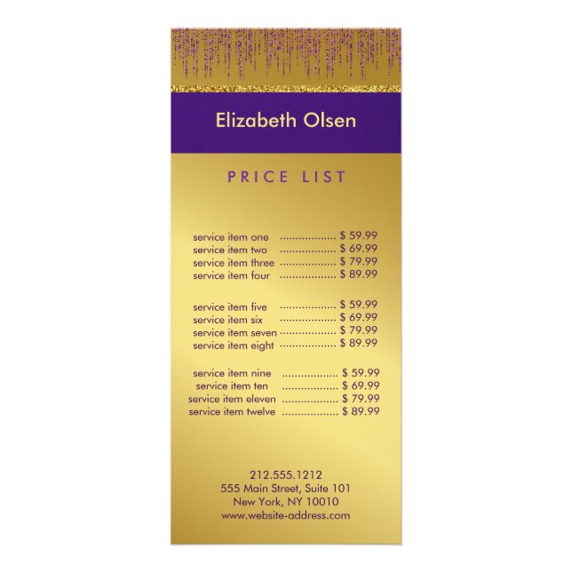 Carte Publicitaire Signature holographique Script Parties scintillant (Devant)