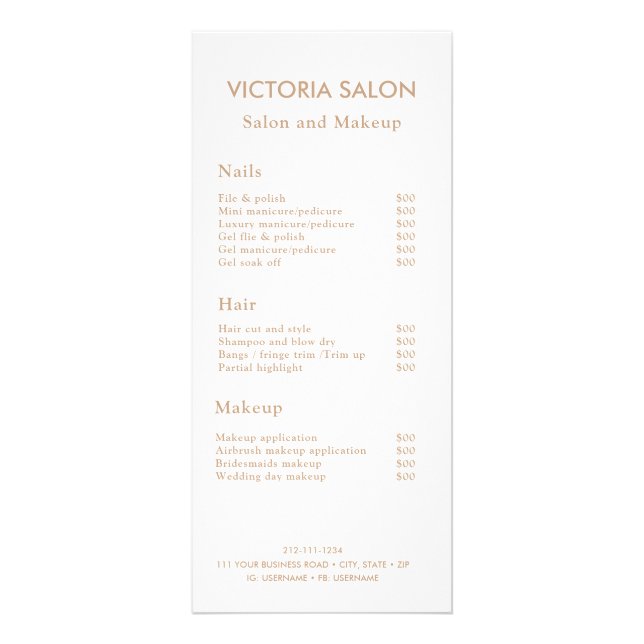 Carte Publicitaire Simple Moderne Chic Unique Salon Blanc Maquillage  (Devant)