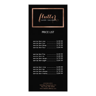 Carte Publicitaire Simple Rose Gold Lash Salon Logo Noir