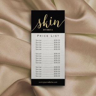 Carte Publicitaire Skincare Salon Spa Esthétique Élégant Tarification