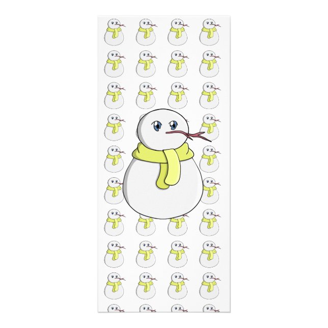 Carte Publicitaire Snowman portant une écharpe jaune (Devant)