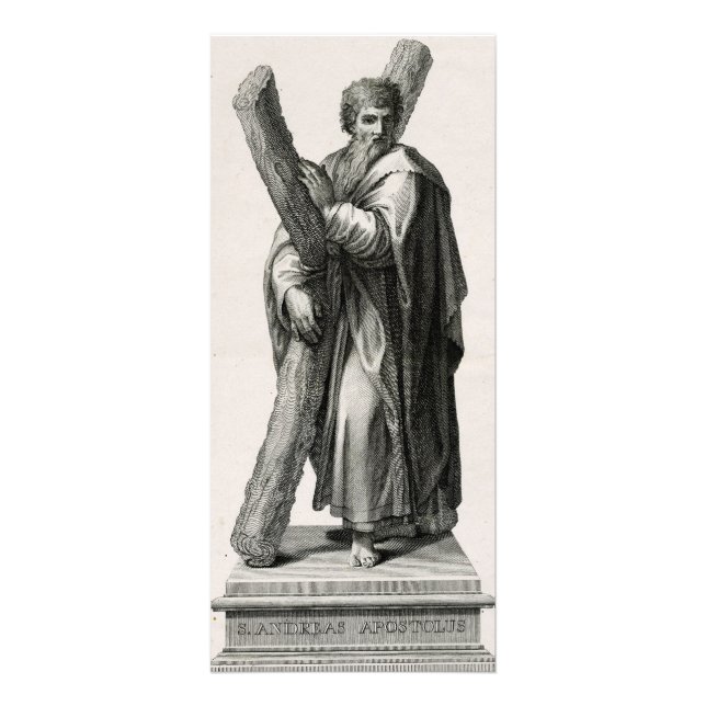 Carte Publicitaire Statue de Saint André Apôtre avec croix (Devant)
