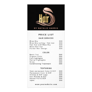 Carte Publicitaire Stylish Gold, Rose Gold & Black Hair Price List