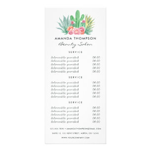 Carte Publicitaire Succulent Plant Beauty Salon Services