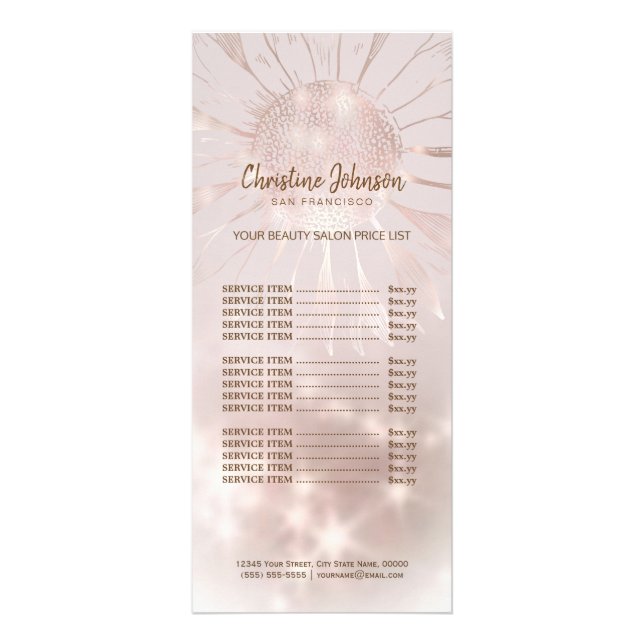 Carte Publicitaire sunflower price list (Devant)