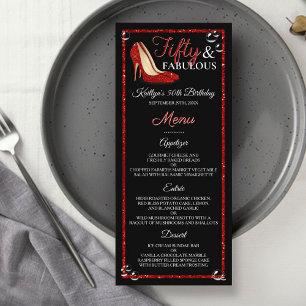 Carte Publicitaire talons de Parties scintillant rouge 50 & Fabuleu
