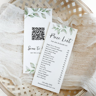 Carte Publicitaire Tarif Botanique simple avec code QR