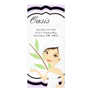 Carte Publicitaire Tarif de 4"x9" Massage Spa pourpre Damas