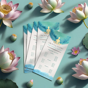 Carte Publicitaire Tarif de l'instructeur YOGA turquoise Gold Waterco
