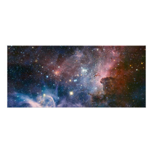 Carte Publicitaire Télescope Nebula Hubble Carina Rouge et Bleu