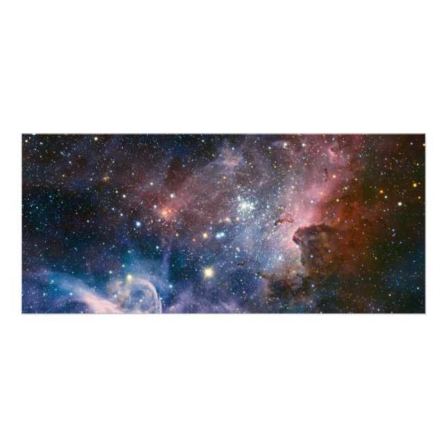 Carte Publicitaire Télescope Nebula Hubble Carina Rouge et Bleu (Devant)