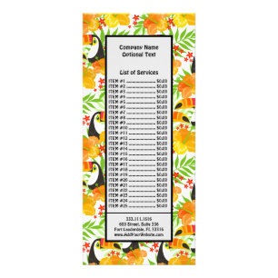 Carte Publicitaire Toucan Oiseau Fleurs Orange Feuilles Vertes Tropic