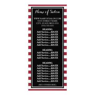 Carte Publicitaire Trendy Red and White Stripes Liste des prix du sal