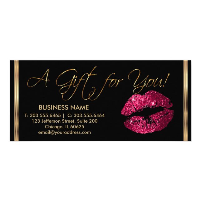 Carte Publicitaire Un Certificat Cadeau Joli Rose Chaud 💋 Lipstick (Devant)