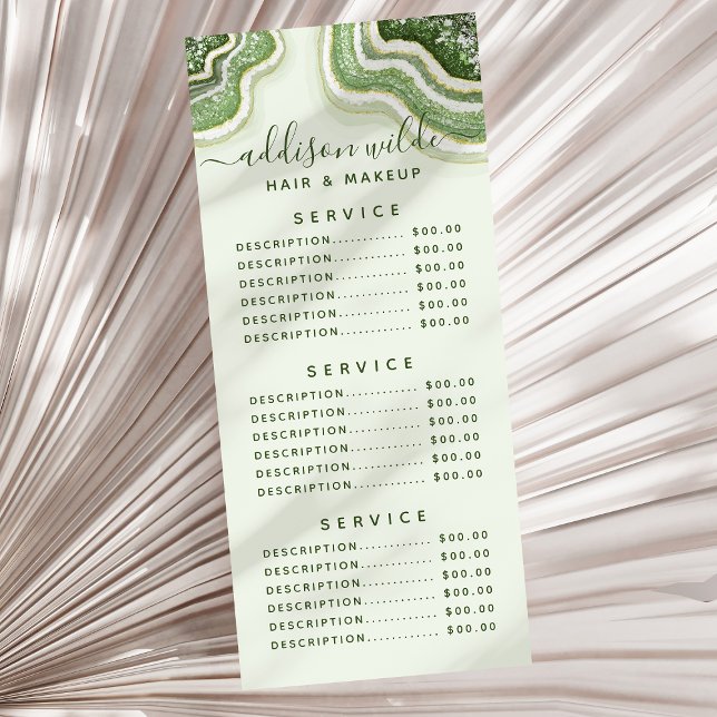 Carte Publicitaire Vert émeraude paillettes agate géode Luxe Chic (Créateur téléchargé)
