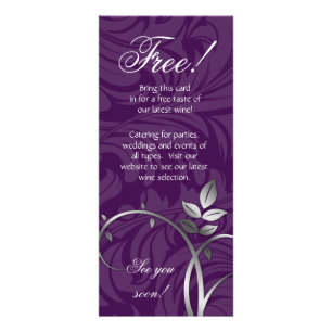 Carte Publicitaire Vin Feuilles de vin Vine pourpre Argent