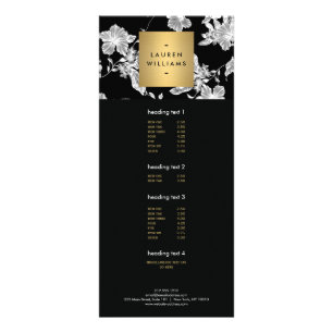 Carte Publicitaire Vintage motif floral noir et blanc