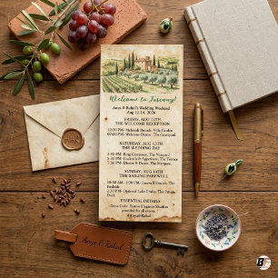 Carte Publicitaire Week-end de mariage à la vigne en Toscane, aquarel
