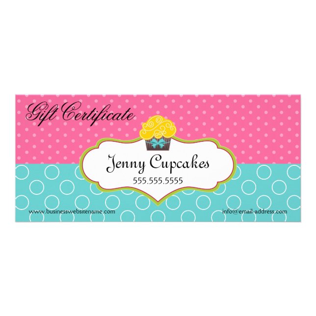 Carte Publicitaire Whimsical Cupcake Boulangerie Certificat cadeau (Devant)