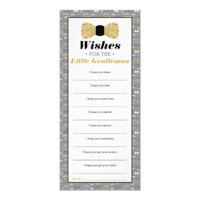Carte Publicitaire Wishe for the Little Gentleman, Baby shower (Devant)
