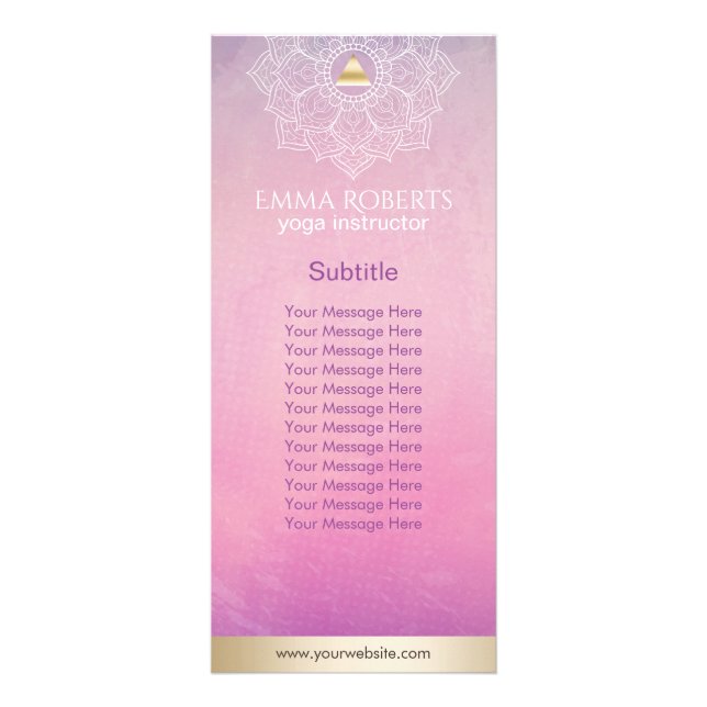 Carte Publicitaire Yoga Instructeur Triangle Or & Mandala Aquarelle (Devant)
