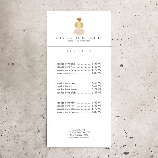 Carte Publicitaire Yoga, Massage Logo Or Moderne Abstrait Zen Pierres (Créateur téléchargé)