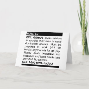 Carte Publicité pour le génie du mal