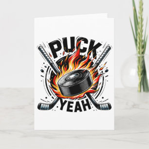 Carte Puck Ouais Drôle Hockey Papa Maman Joueurs de Hock