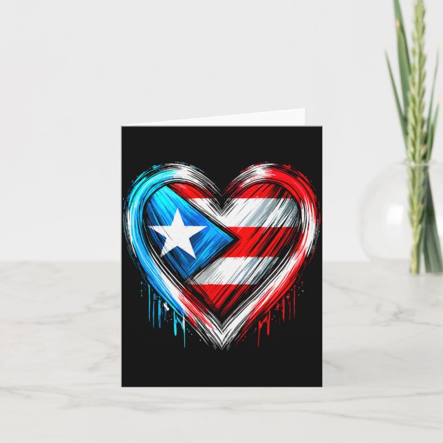 Carte Puerto Rico Heart Puerto Rican Flag  (Devant)
