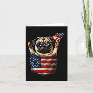 Carte Pug 4 juillet dans la poche drapeau américain USA