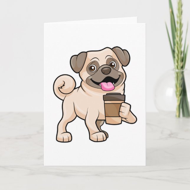 Carte Pug avec café à emporter (Devant)