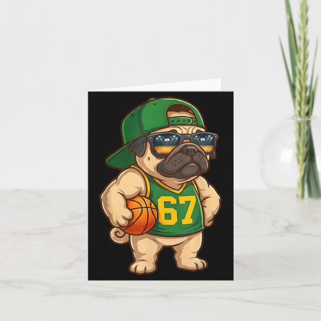 Carte Pug Basketball Dog 67 Gen Alpha Slang Srts Men Boy (Devant)