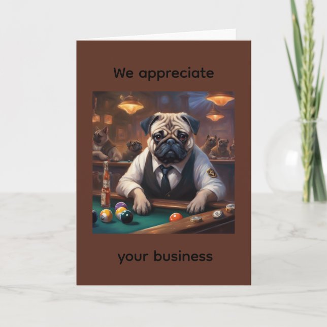 Carte Pug détective à la table de billard appréciation c (Devant)