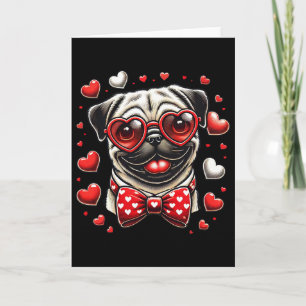 Carte Pug drôle coeur tête et Saint Valentin Pug Femmes