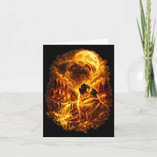 Carte Pug howling at moon dramatic full moon 