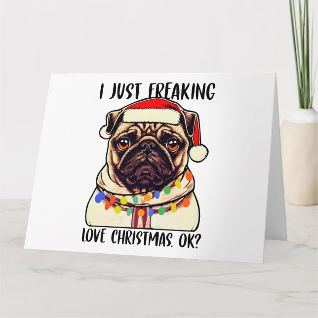 Carte Pug Je Rêve De Noël Ok Amateurs De Pug (Devant)